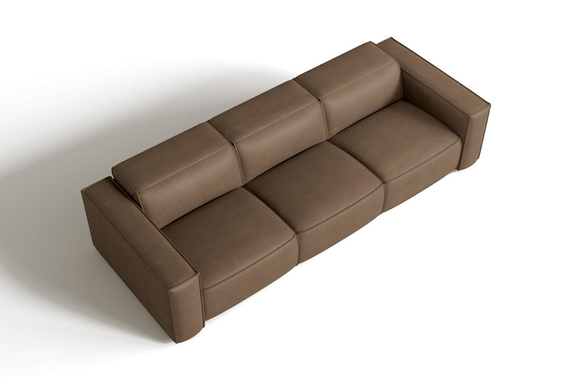 Valencia Emery Leather Recliner Three Seats Sofa, Brown