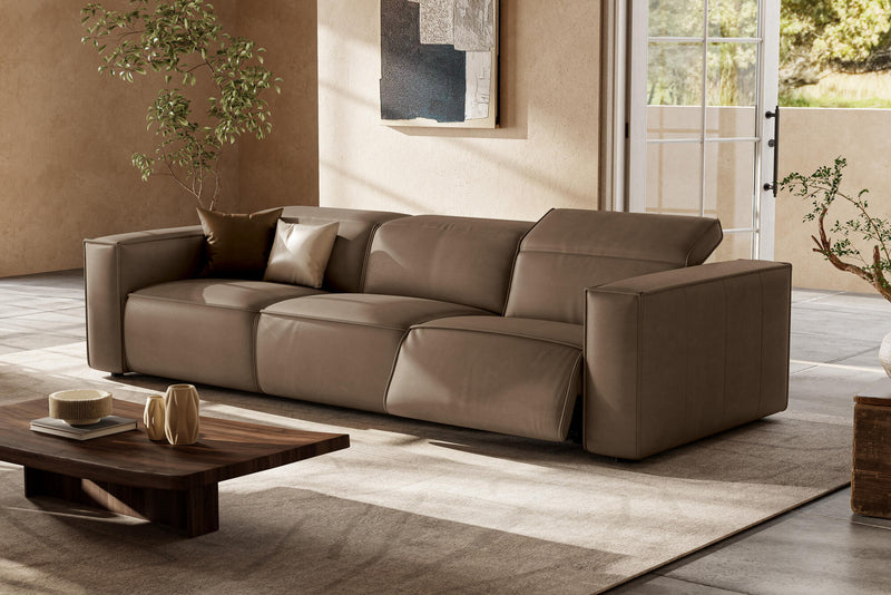 Valencia Emery Leather Recliner Three Seats Sofa, Brown