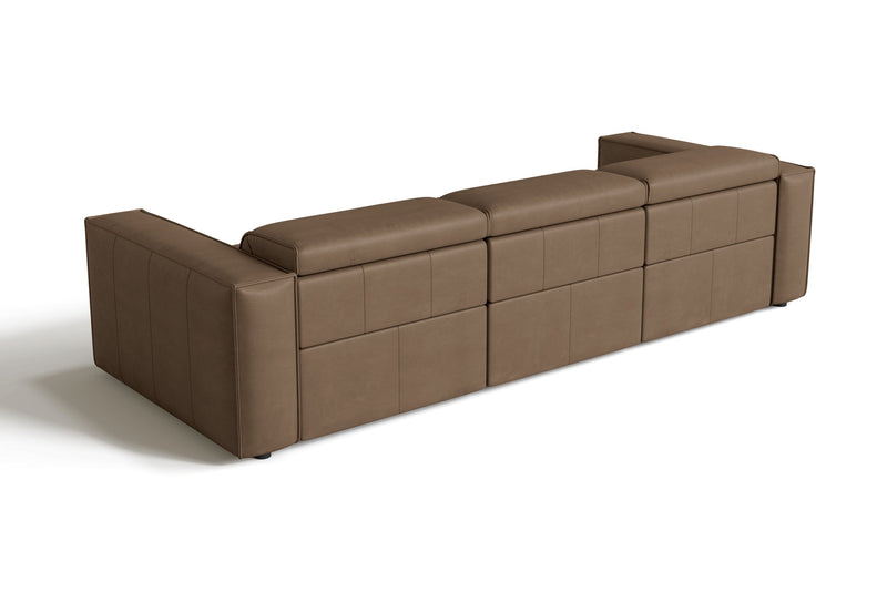 Valencia Emery Leather Recliner Three Seats Sofa, Brown