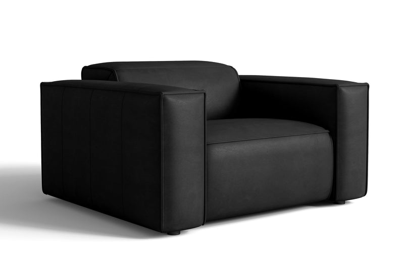 Valencia Emery Top Grain Leather Recliner Seat, Black