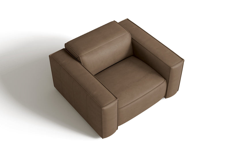 Valencia Emery Top Grain Leather Recliner Seat, Brown