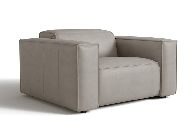 Valencia Emery Top Grain Leather Recliner Seat, Light Grey