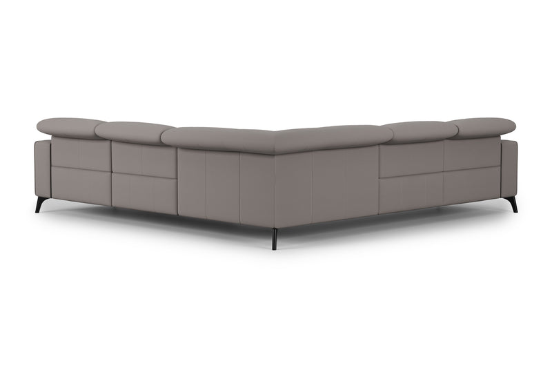Valencia Esther Top Grain Leather Sofa, L-Shape with Right Chaise, Light Grey