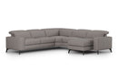 Valencia Esther Top Grain Leather Sofa, L-Shape with Right Chaise, Light Grey