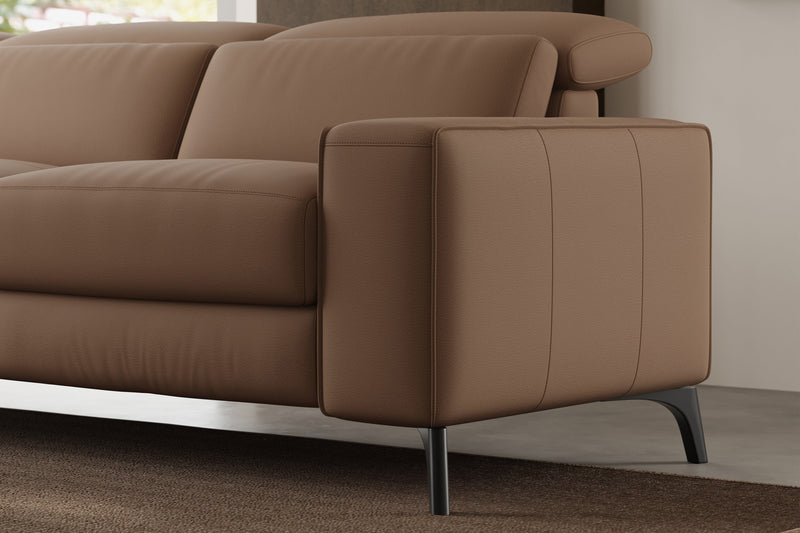 Valencia Esther Top Grain Leather Loveseat Sofa, Brown