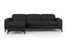 Valencia Esther Top Grain Leather Sofa, Three Seats with Left Chaise, Black