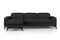 Valencia Esther Top Grain Leather Sofa, Three Seats with Left Chaise, Black