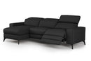 Valencia Esther Top Grain Leather Sofa, Three Seats with Left Chaise, Black