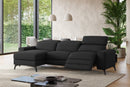 Valencia Esther Top Grain Leather Sofa, Three Seats with Left Chaise, Black