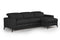 Valencia Esther Top Grain Leather Sofa, Three Seats with Right Chaise, Black