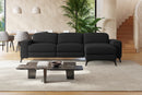 Valencia Esther Top Grain Leather Sofa, Three Seats with Right Chaise, Black