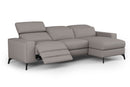Valencia Esther Top Grain Leather Sofa, Three Seats with Right Chaise, Light Grey