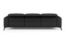 Valencia Esther Top Grain Leather Three Seats with Double Recliners Sofa, Black