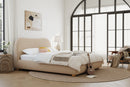 Valencia Etta Upholstered Fabric King Bed Frame, Beige