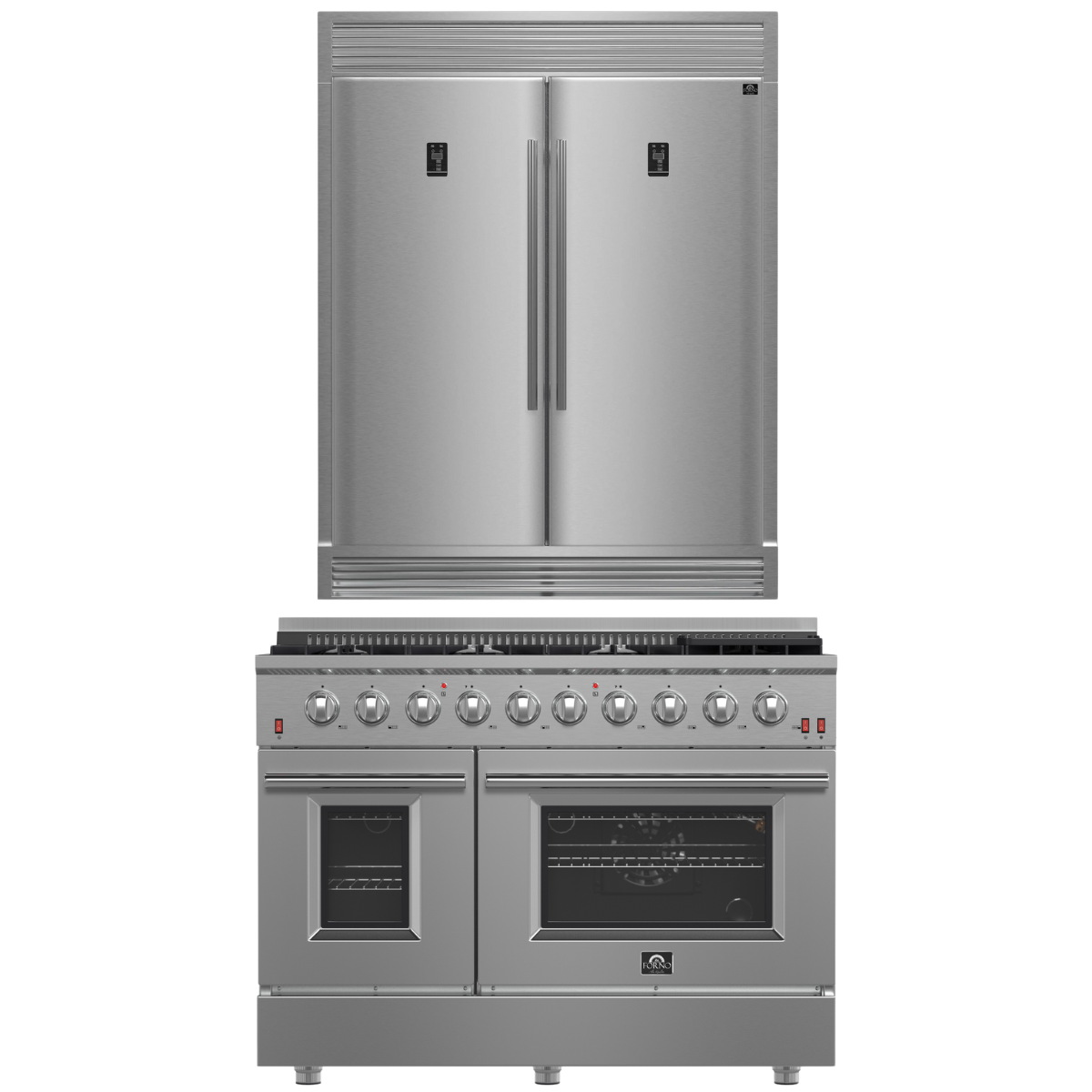 FORNO Appliance Package - 48" Gas Range and 60" Refrigerator, FBDL-005-01CAUS