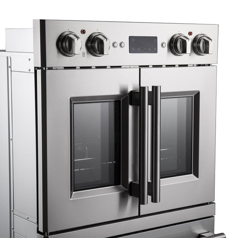 FORNO Gallico 30" 7.36 cu. ft. French Door Double Electric Wall Oven with Telescopic Racks, Air Fry, Self-Clean and Sous Vide, FBOEL1388-30