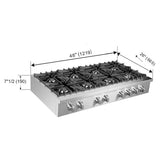 FORNO Cossato 48" Gas Rangetop with 8 Sealed Burners in Stainless Steel, FCTGS5737-48