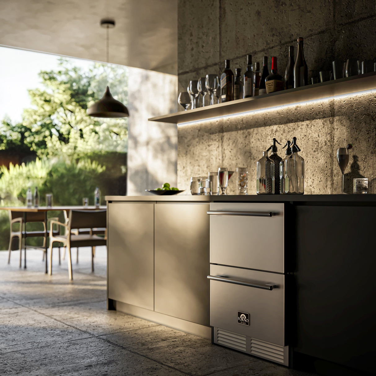 FORNO Cosenza 24" 4.69 cu.ft. Built-In Indoor/Outdoor Drawer Freezer with Ice Maker, FDRBI1838-24S