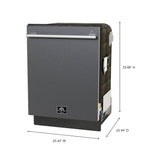 FORNO Espresso Romano 24" Built-In Tall Tub Dishwasher in Black with Silver Handles, FDWBI8035-24BLK