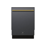 FORNO Espresso Romano 24" Built-In Tall Tub Dishwasher in Black with Antique Brass Handles, FDWBI8035-24BLK