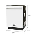 FORNO Espresso Romano 24" Built-In Tall Tub Dishwasher in White with Silver Handles, FDWBI8035-24WHT