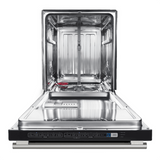 FORNO Espresso Package - 30" Electric Range, Range Hood, Refrigerator and Dishwasher in White with Antique Brass Handles