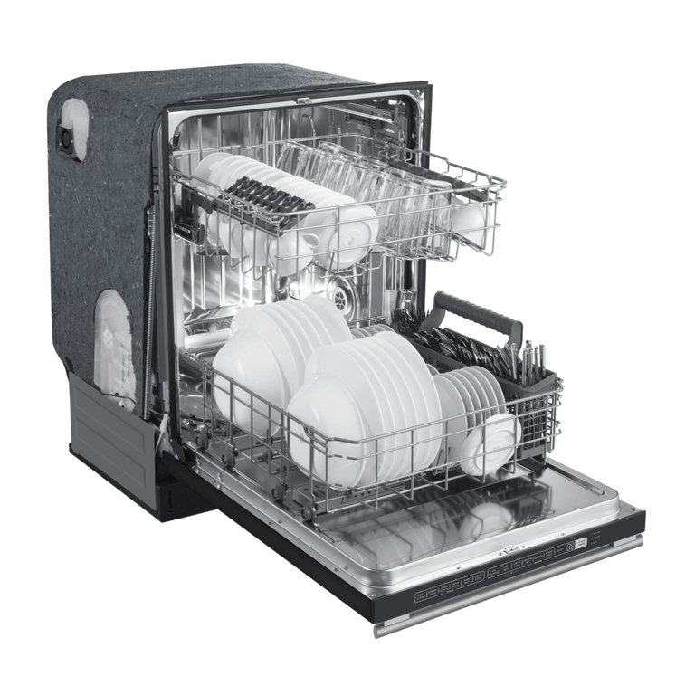 FORNO Espresso Package - 30" Electric Range, Range Hood, Refrigerator and Dishwasher in White with Antique Brass Handles
