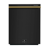 FORNO Espresso Package - 30" Electric Range, Range Hood, Refrigerator and Dishwasher in Black with Antique Brass Handles