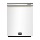 FORNO Espresso Package - 30" Electric Range, Range Hood, Refrigerator and Dishwasher in White with Antique Brass Handles