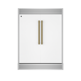 FORNO Maderno 60" 27.2 cu.ft. Convertible Refrigerator and Freezer with Grill Trim Kit in White with Antique Brass Handles, FFFFD1722-60SG-WHT