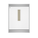 FORNO Maderno 60" 27.2 cu.ft. Convertible Refrigerator and Freezer with Grill Trim Kit in White with Antique Brass Handles, FFFFD1722-60SG-WHT