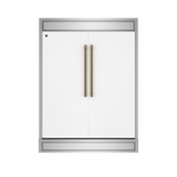 FORNO Maderno 60" 27.2 cu.ft. Convertible Refrigerator and Freezer with Modern Trim Kit in White with Antique Brass Handles, FFFFD1722-60MG-WHT