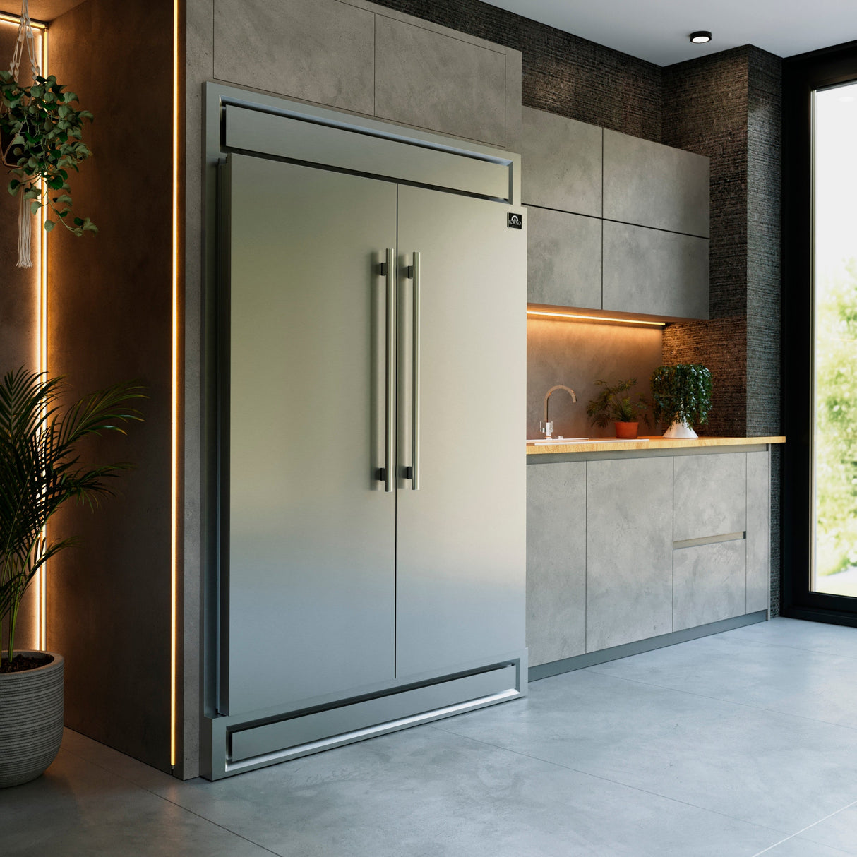 FORNO Maderno 60" 27.2 cu.ft. Convertible Refrigerator and Freezer with Modern Trim Kit, FFFFD1722-60S