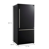 FORNO Espresso Milano 31" 17.2 cu. ft. Right Swing Refrigerator and Bottom Freezer in Black with Silver Handles, FFFFD1785-31BLK
