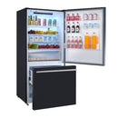 FORNO Espresso Milano 31" 17.2 cu. ft. Right Swing Refrigerator and Bottom Freezer in Black with Silver Handles, FFFFD1785-31BLK