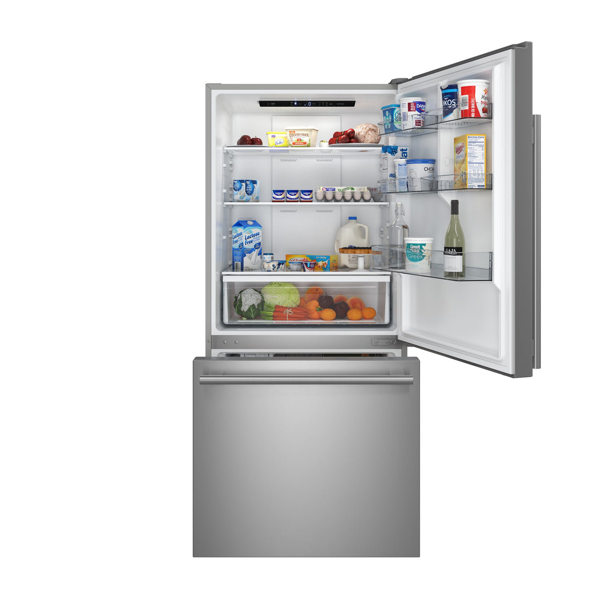 FORNO Espresso Milano 31" 17.2 cu. ft. Right Swing Refrigerator and Bottom Freezer in Stainless Steel with Silver Handles, FFFFD1785-31S