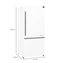 FORNO Espresso Milano 31" 17.2 cu. ft. Right Swing Refrigerator and Bottom Freezer in White with Silver Handles, FFFFD1785-31WHT