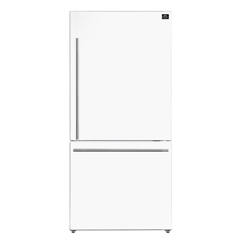 FORNO Espresso Package - 30" Electric Range and Refrigerator in White with Silver Handles, FBDL-003-03US