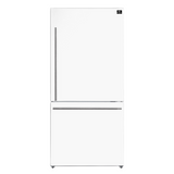 FORNO Espresso Milano 31" 17.2 cu. ft. Right Swing Refrigerator and Bottom Freezer in White with Silver Handles, FFFFD1785-31WHT
