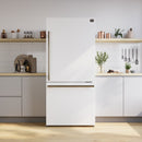 FORNO Espresso Milano 31" 17.2 cu. ft. Right Swing Refrigerator and Bottom Freezer in White with Antique Brass Handles, FFFFD1785-31WHT