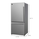 FORNO Espresso Milano 31" 17.2 cu. ft. Left Swing Refrigerator and Bottom Freezer with Ice Maker in Stainless Steel and Silver Handles, FFFFD1786-31S