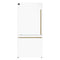 FORNO Espresso Milano 31" 17.2 cu. ft. Left Swing Refrigerator and Bottom Freezer with Ice Maker in White and Antique Brass Handles, FFFFD1786-31WHT