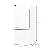 FORNO Espresso Milano 31" 17.2 cu. ft. Left Swing Refrigerator and Bottom Freezer with Ice Maker in White and Antique Brass Handles, FFFFD1786-31WHT