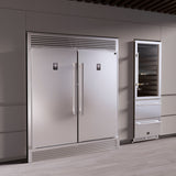 FORNO Rizzuto 60" 27.6 cu. ft. Refrigerator & Freezer in Stainless Steel with Grill Trim Kit, FFFFD1933-60S