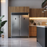 FORNO Rizzuto 60" 27.6 cu. ft. Refrigerator & Freezer in Stainless Steel with Grill Trim Kit, FFFFD1933-60S