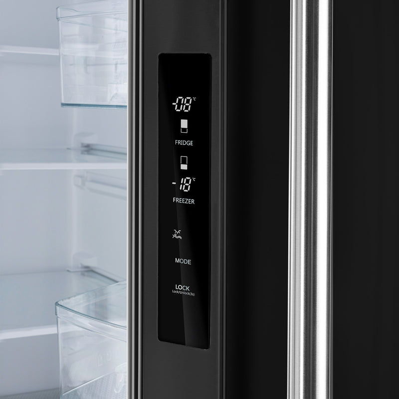 FORNO Espresso Gallipoli 30" 17.5 Cu. Ft. Refrigerator with Ice Maker in Black with Silver Handles, FFFFD1974-31BLK