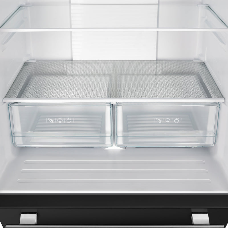 FORNO Espresso Gallipoli 30" 17.5 Cu. Ft. Refrigerator with Ice Maker in Black with Silver Handles, FFFFD1974-31BLK