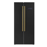 FORNO Espresso Package - 30" Electric Range, Range Hood and Refrigerator in Black with Antique Brass Handles