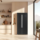 FORNO Espresso Package - 30" Electric Range, Range Hood and Refrigerator in Black with Silver Handles