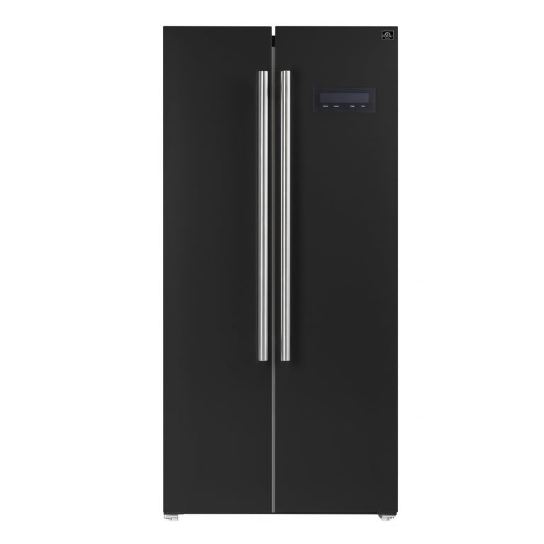 FORNO Espresso Package - 30" Electric Range, Range Hood, Refrigerator and Dishwasher in Black with Silver Handles